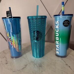Starbucks Teal Studded Cold Cup Tumbler with Matching Straw